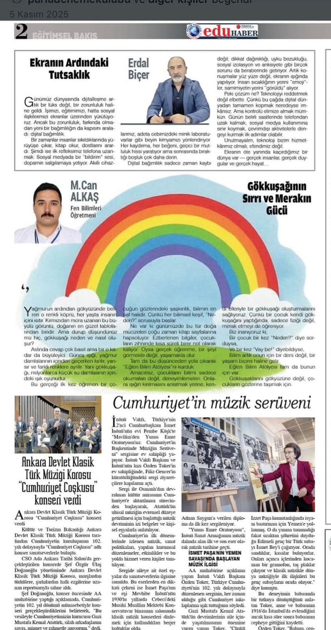 Can Alkaş Gazete Yazısı - Gökkuşağının Sırrı ve Merakın Gücü